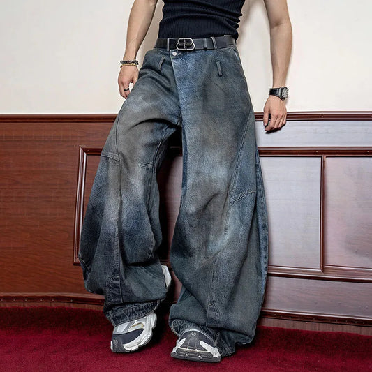 Street Vintage Jeans Men'S Autumn New Style Loose Design Wide Leg Pants Korean Version Retro Jeans Oversize Pants