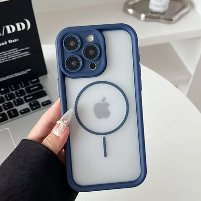 Luxury Matte For Magsafe Transparent Phone Case For iPhone 17 16 15 14 13 12 Pro Max 11 17 Pro 16 Plus Air Magnetic Bumper Cover