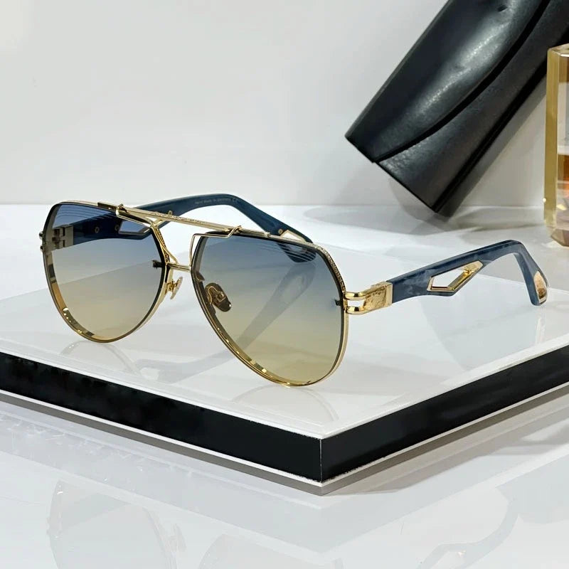 King I Top Quality Luxury Designer Sunglasses Big Oval Alloy Acetate Germany Trendy UV400 for Men Women Fashion Street with Case