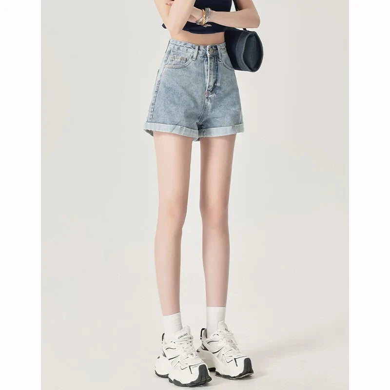 Summer Female Classic Korean Thin Jeans Women Fashion High Waist Short Pants Hot Sale Girls Casual Denim Shorts