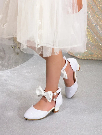 Girl Princess Dress Sandals Summer New Versatile Kids Fashion High Heels Shoes Sweet Bowknot Versatile Children Causal Sandals