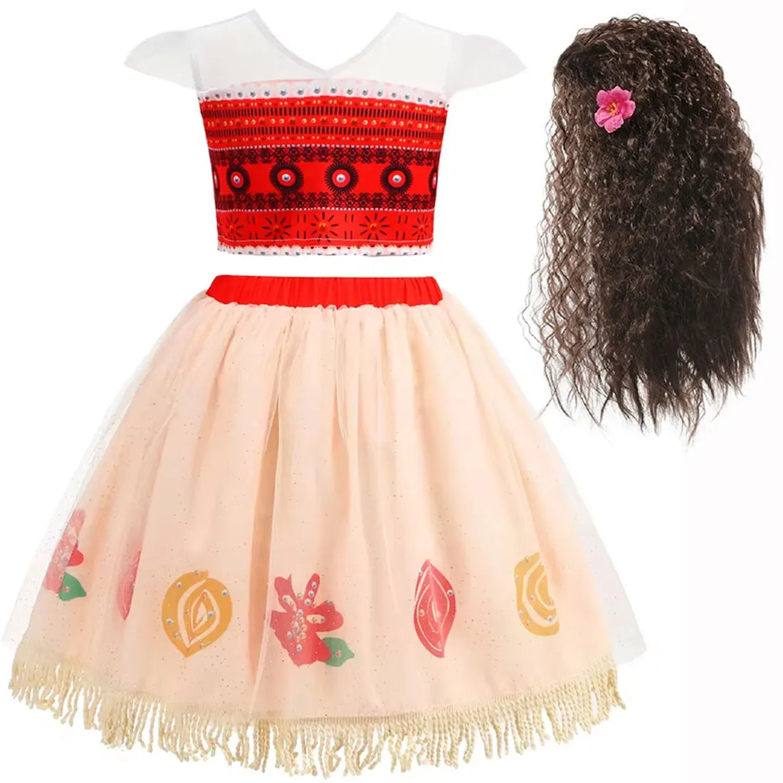 Halloween Moana Halter Dress for Girl Cosplay Moana Princess Costume Hawaii Toddler Vaiana Cute Sundress Two Piece Costume Set