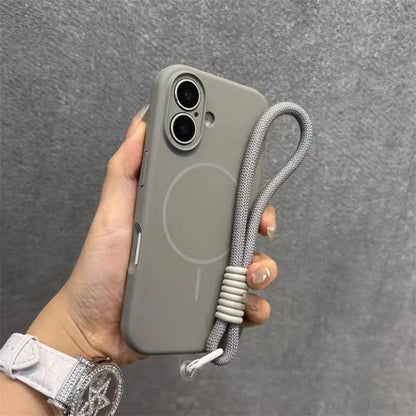 Candy Soft Liquid Silicone for Magsafe Case for iPhone 18 17 16 15 14 Pro Max Shockproof Magnetic Charging Lanyard Strap Cover