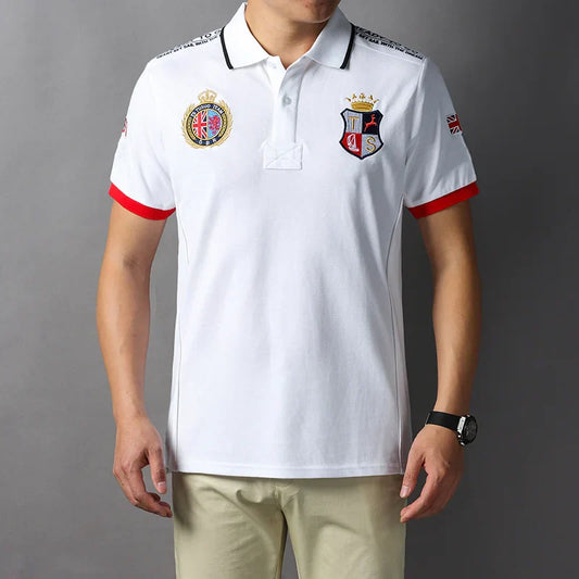 Men's polo shirt England Great Britain Royal casual sports party cotton embroidery luxury contrast color original design