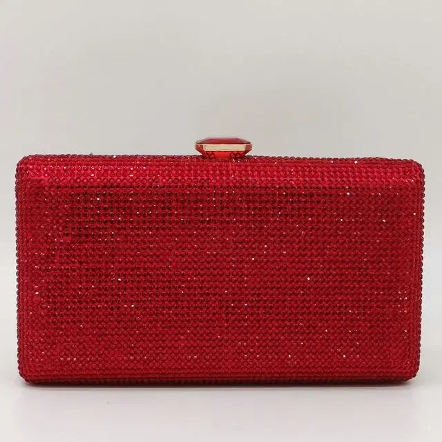 Women Black Crystal Clutch Evening Bags Wedding Bridal Rhinestone Box Handbags Party Dinner Diamond Clutch Purse