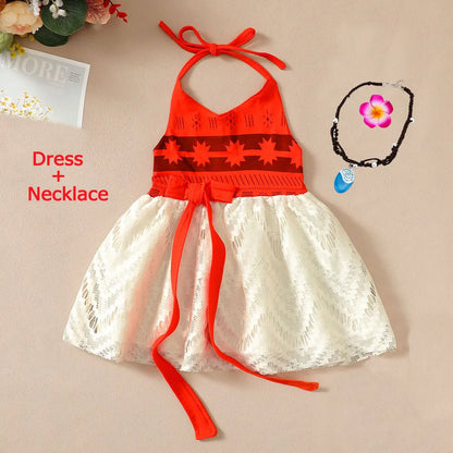 1-6 Yrs Little Moana Halter Sundress Baby Vaian Younger Sister Ocean Voyager Kid Summer Beach Hawaii Style Princess Casual Frock