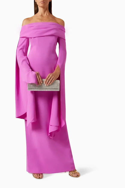 Customized Prom Dress Off The Shoulder Column Evening Gowns Long Sleeves Exquisite High Quality Occasion Formal Party Dress