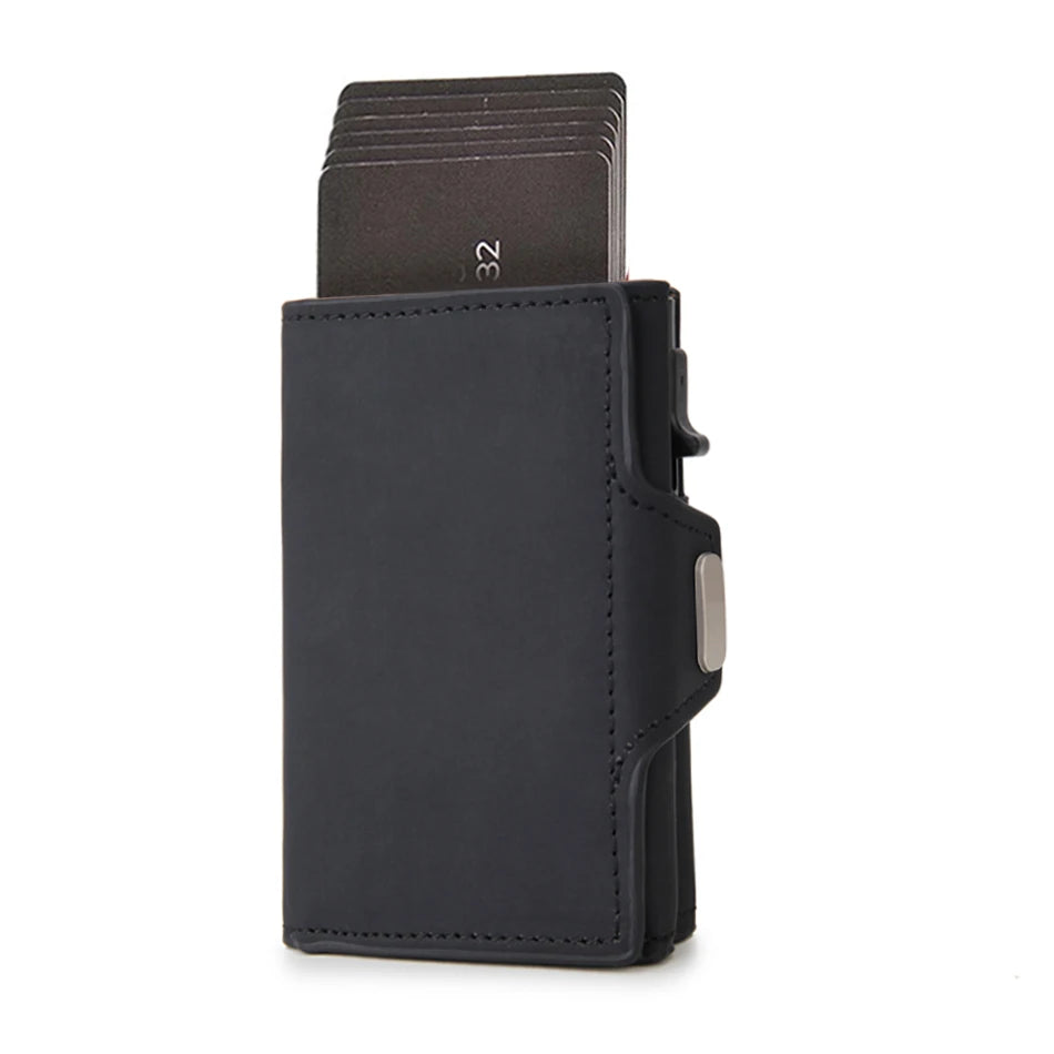 Portefeuille de luxe pour cartes de crédit RFID, en cuir microfibre, pop-up, pour hommes, sac à monnaie, porte-monnaie pour hommes