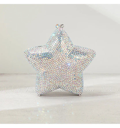 Star Shaped Crystal Evening Bags Women 2024 Boutique Gorgeous Gradient Colour Diamond Mini Clutch Purses Wedding Party