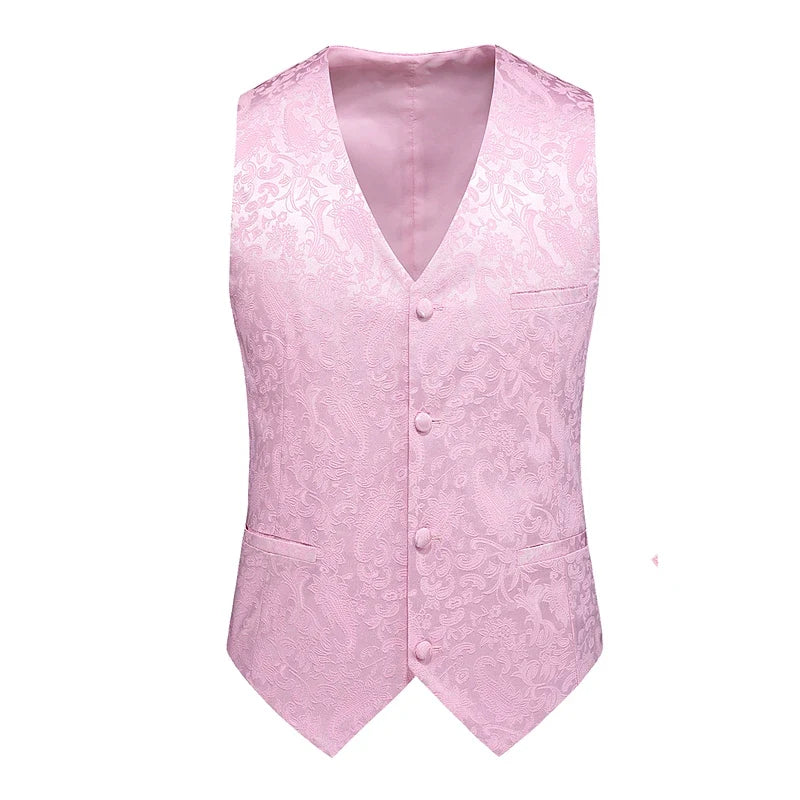 2026 New Men's Red Sleeveless Vest Coat, Single-breasted V Neck Waistcoat, Wedding Party Vests Blue Black Asian Size M-5XL 6XL