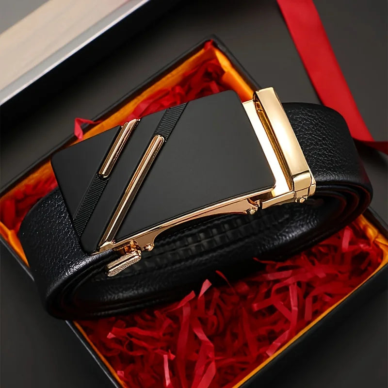 New Men's Belt Automatic Buckle Pants Belt Cowhide Automatic Buckle Formal Business Men's Belt With Suit Belt