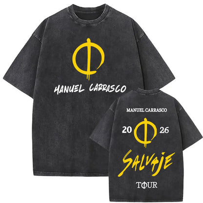 Manuel Carrasco Salvaje Desde Ia Raiz 2026 Vintage Washed T-shirt Men Women Fashion Hip Hop Punk 100% Cotton T Shirts Streetwear