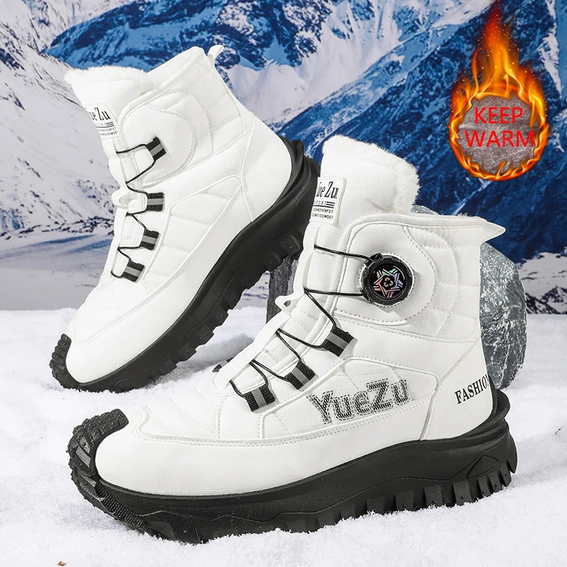 New Winter Oversized Men's Boots Waterproof Cold Resistant Plush and Warm Snow Boots Outdoor Thick Soled Casual Work Boots
