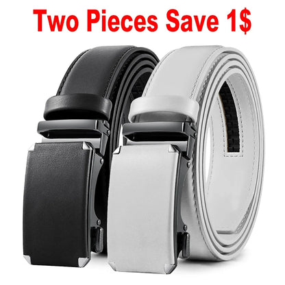 Mens Leather Belt  Automatic Genuine Leather Belts Leisure Fashion Ratchet Belts for Men Pants Waistband Ремень