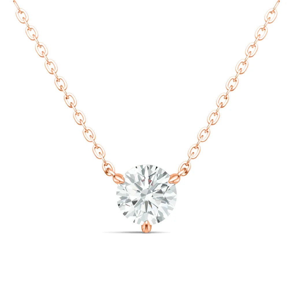 1CT 2CT 3CT Moissanite Necklace for Women Round Cut Lab Diamond 100% 925 Sterling Silver Classic 3 Claws Pendant Wedding Jewelry