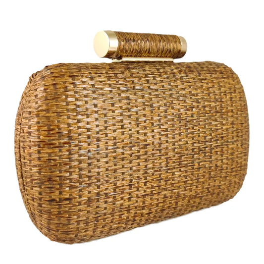 Straw Women Metal Clutches Chain Shoulder and Crossbody Bags Ladies Party Cockatail Evening Beach Clutch Purse