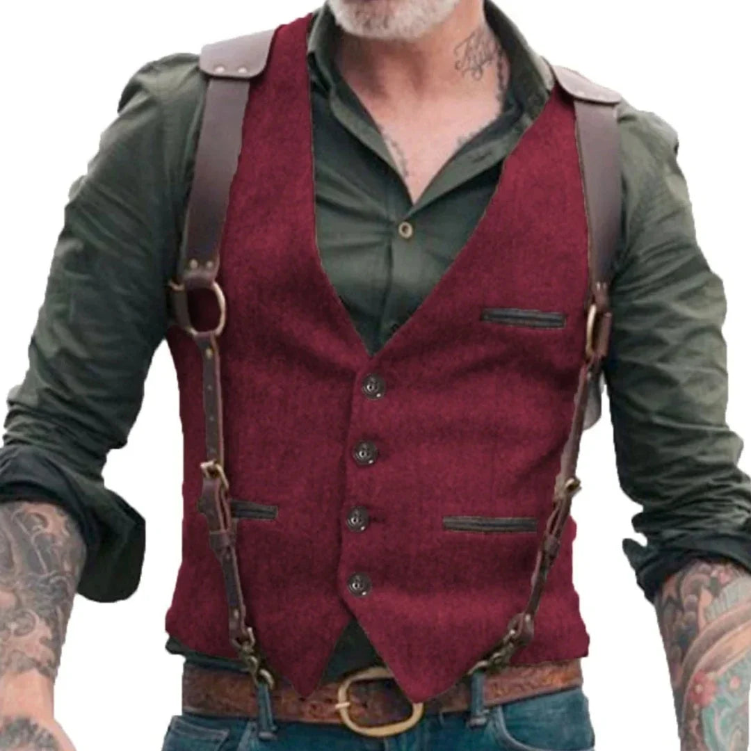 Men Vest Brown V-neck Single Button Solid Waistcoat For Wedding Birthday Banquet Business Casual Daily Men Suit Vest