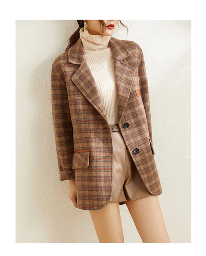 Plaid Suit Women's Jacket Autumn Winter 2025 New Fashion Long Sleeve Warm Blazer Female Coats Casual Office Ladies Overcoat Tops