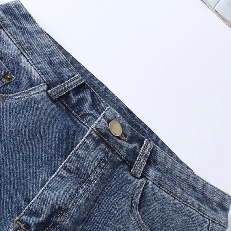Women High Waisted Denim Shorts Versatile Chic Button Design Hot Short Jeans Woman Streetwear A-Line Wide Leg Cowboy Shorts