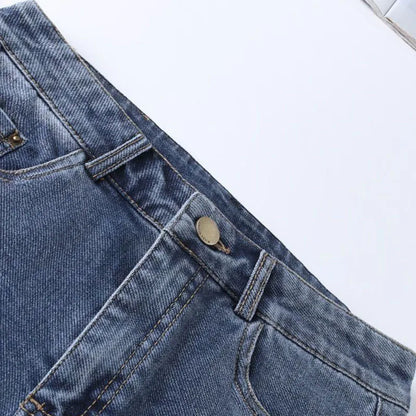 Women High Waisted Denim Shorts Versatile Chic Button Design Hot Short Jeans Woman Streetwear A-Line Wide Leg Cowboy Shorts