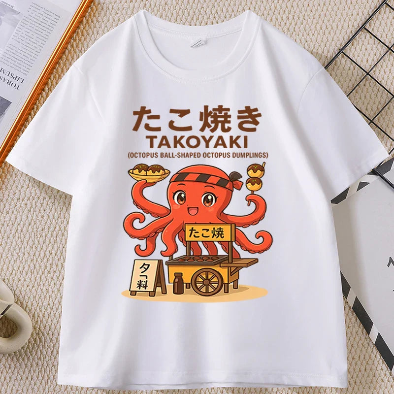 Japanese Style T-shirt drunken octopus Osaka Tshirt Seafood Men Women Graphic Tee Cotton Printed Short Sleeve T Shirt Streetwear