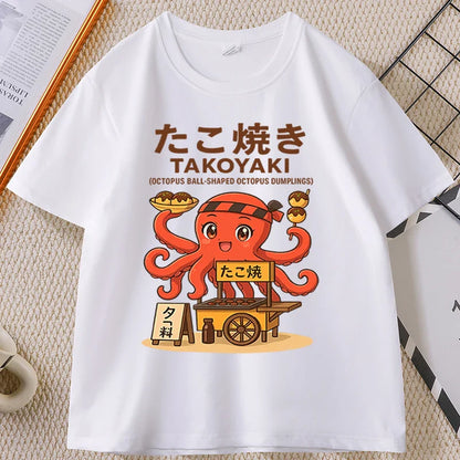 Japanese Style T-shirt drunken octopus Osaka Tshirt Seafood Men Women Graphic Tee Cotton Printed Short Sleeve T Shirt Streetwear