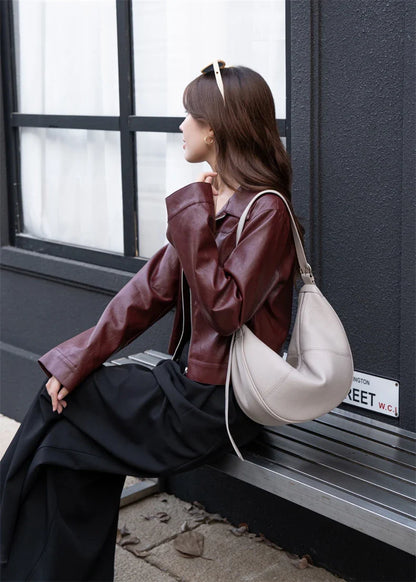 Slouchy Genuine Leather Hobo Bags For Women Luxury Cowhide Soft Crescent Shoulder Bag Crossbody Work Purses Handbags