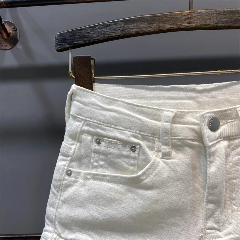 Skinny Denim Shorts, Hot Girl Y2k Ultra-short Washed Cuffed Jeans, Summer Clothes for Woman