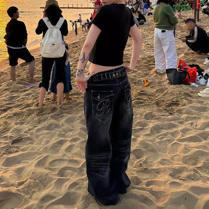 American Sle Vintage Bamboo Node Wide Leg Jeans Women Loose Fit High Waist Cleanfit Cotton Casual Summer  Seasonal