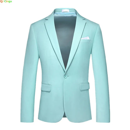 Bright Green Single Button Men's Blazer, Asian Size Slim Suit Jacket, Wedding Dress Coat, White and Black Tops.