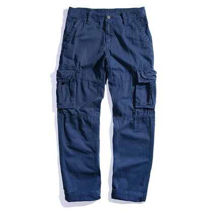 Casual Pants Men Straight Leg Cotton Cargo Trouser Male Multi Pocket Work Fishing Wear Military Style Summer Spring Khaki Black