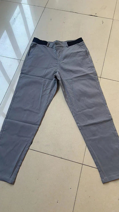 Casual Suit Pants Mens City Work Cotton Trousers Breathable Elastic Waist Pants Spring Autumn Solid Color Slim Versatile Pants
