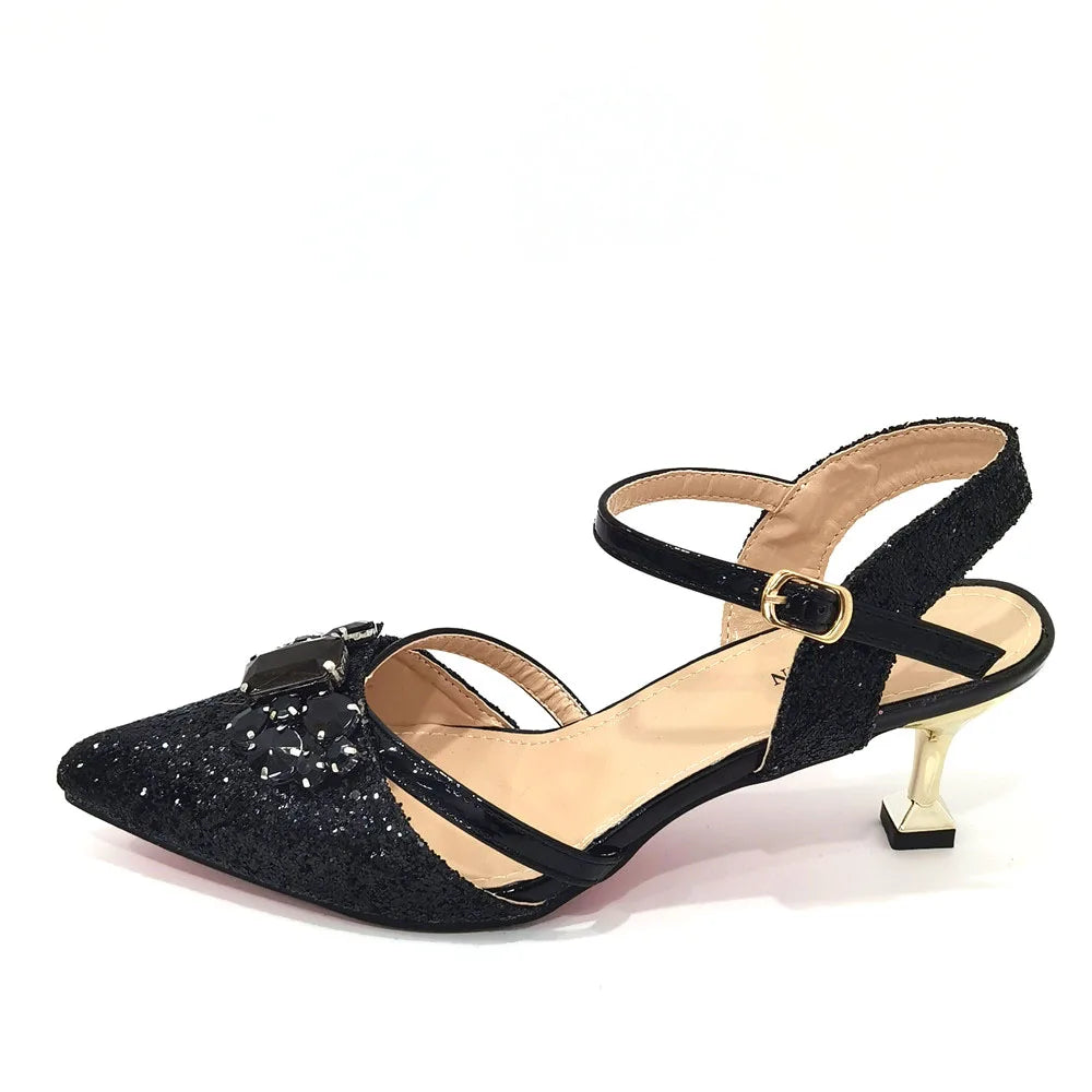 2022 Nigerian Fashionable Silver Color Peep Toe Shoes Matching Bag Set For Royal Ladies Wedding Party Sandal