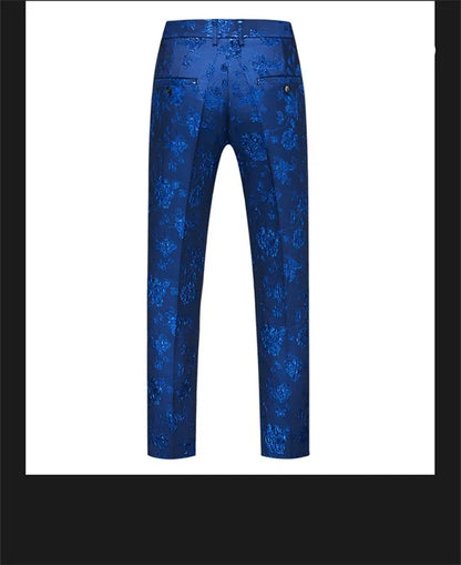 New Men Luxury Jacquard Suit Pants Fashion Wedding Party Groom Dress Trouser