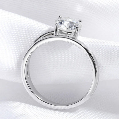 1CT 2CT Certified Moissanite Rings for Women Sparkling Brilliant Cut Wedding Bands 100% Real 925 Pure Silver Jewelry