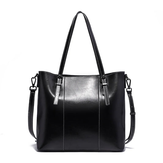 High Quality Women's Genuine Leather Tote Lady Luxury Designer Cowhide Shoulder Bag Large Capacity OL Handbag Shopper Bag