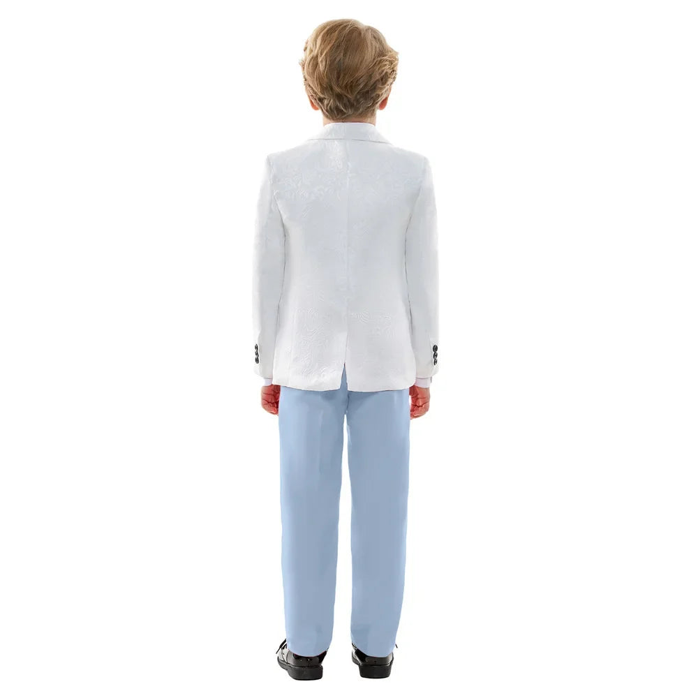 Hot Sale Boys Wedding Suit Set 4 Piece Formal Tuxedo Jacket Vest Pants Bow Tie Slim Fit Kids Suits for Boys 3-14Y Fashion Suit