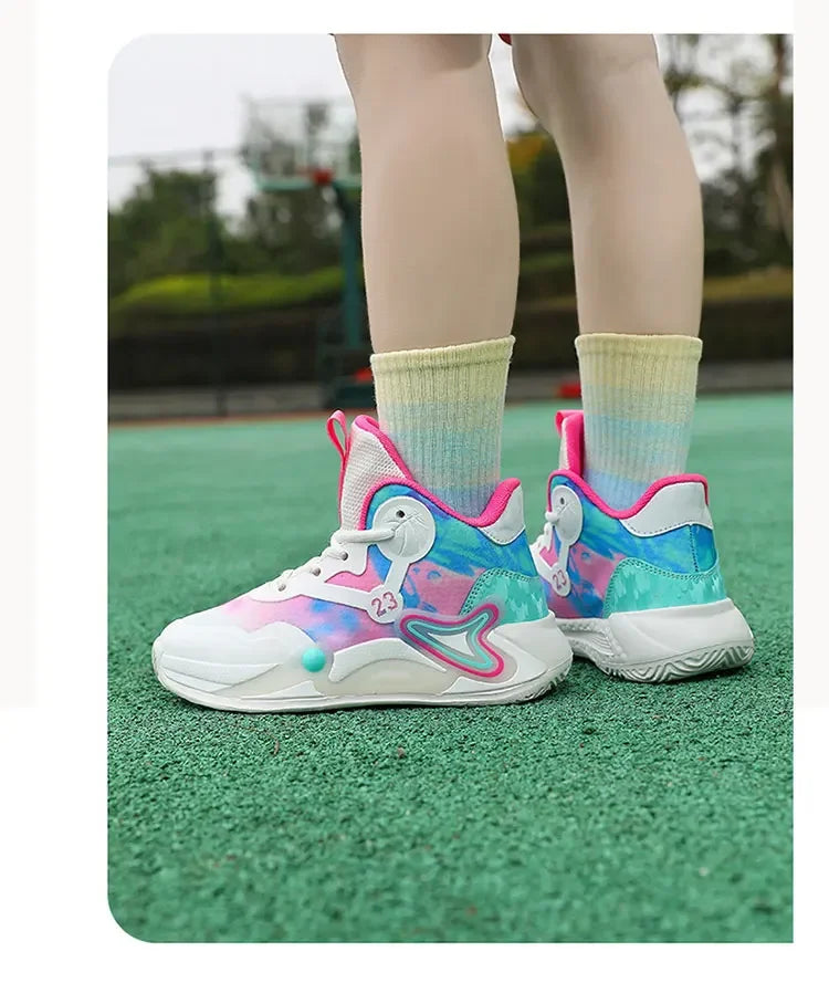 Children Basketball Shoes Breathable Mesh Boys Girls Fashion Sneakers School Sport Shoes Kids Casual Trainers Outdoor Athletic
