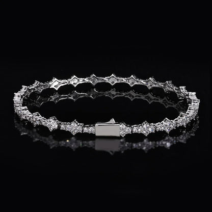 925 VVS Moissanite Star Chain Bracelet Hip Hop Jewelry Bling Iced Out Tennis Cross Bracelet Sterling Silver with GRA 7/8inch