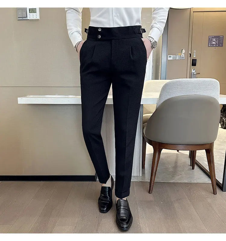 High Waisted Suit Pants for Men 2026 New Solid Color Formal Pantalones Hombre Casual Slim Fit Dress Pants Trousers Men Clothing