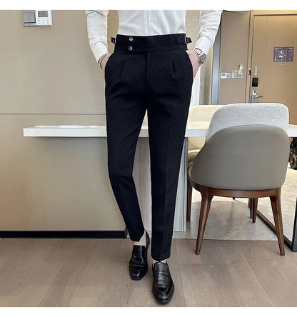 High Waisted Suit Pants for Men 2026 New Solid Color Formal Pantalones Hombre Casual Slim Fit Dress Pants Trousers Men Clothing