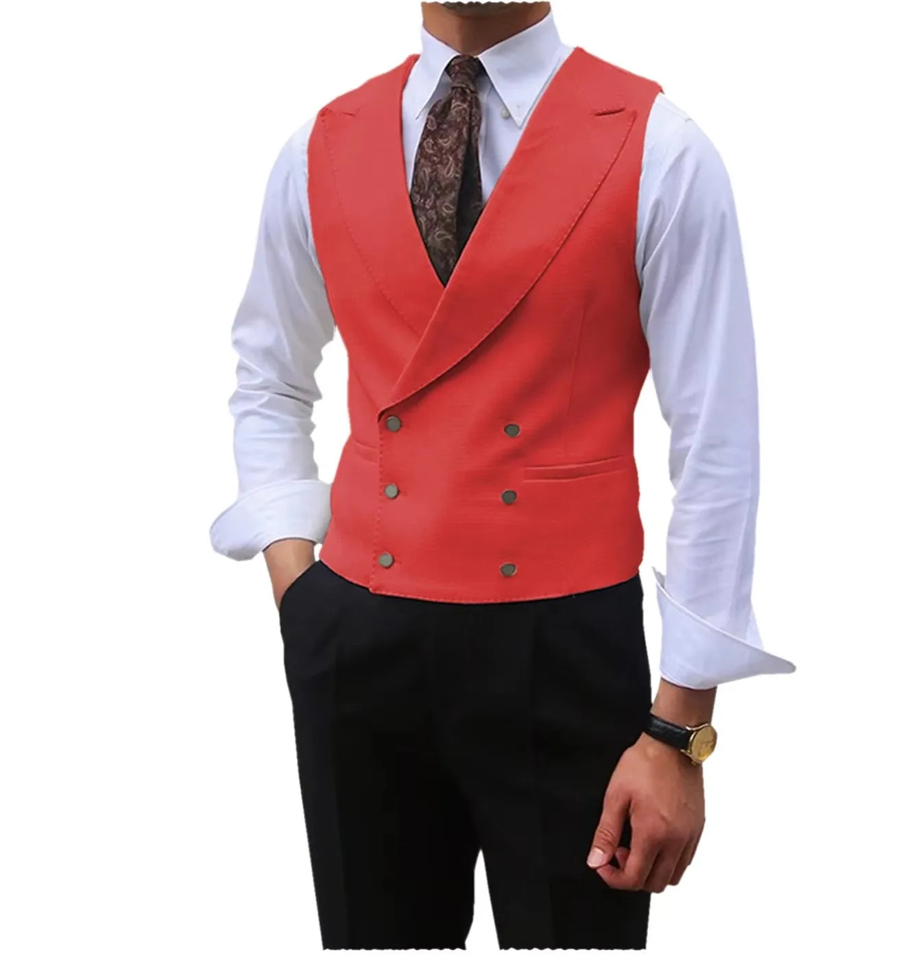 Fashion Solid Vests for Men Casual Style Sleeveless Male Fashion Waistcoat 1 Piece Slim Fit Beach Prom Party Suits Vest