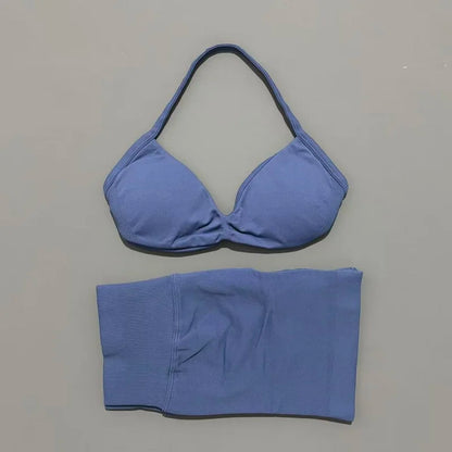 2PCS HISTELLO Sports Seamless Yoga Set Push Up Women Bra Scrunch Butt Lift Leggings Ultra Soft Comfort Yoga Workout Wear