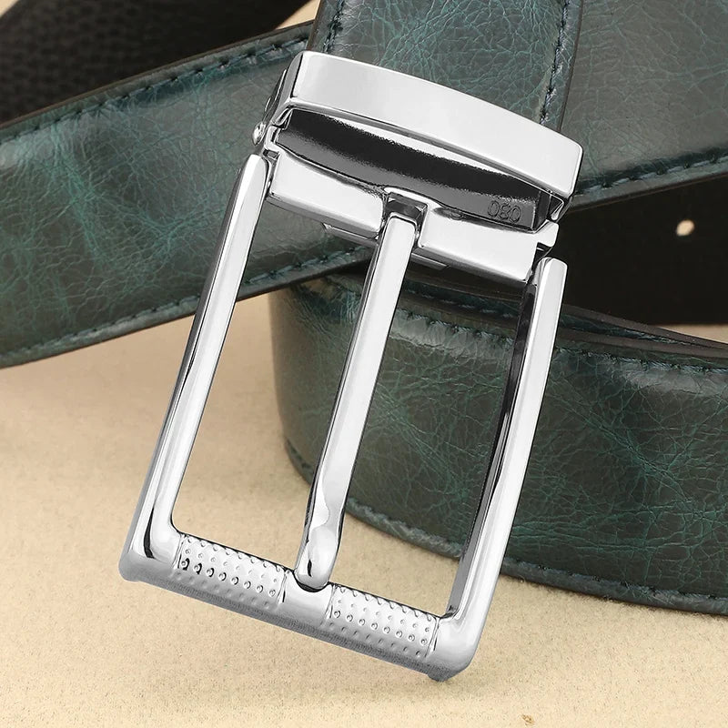 Designer Pin Buckle Gray Genuine Leather Men Belt Famous Brand Fashion Light  Luxury Strap Casual Young Cowboy Ceinture Homme