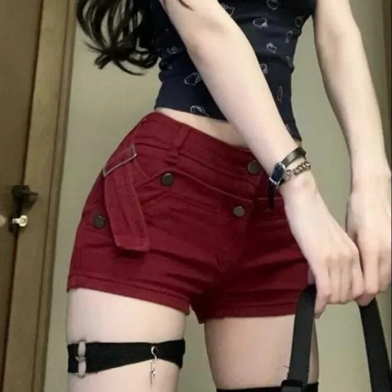 Red Jorts Female Short Jeans Pants Coquette Women's Denim Shorts Sexy Elegant Stretchy Streetwear New In XL Offer Original Hot