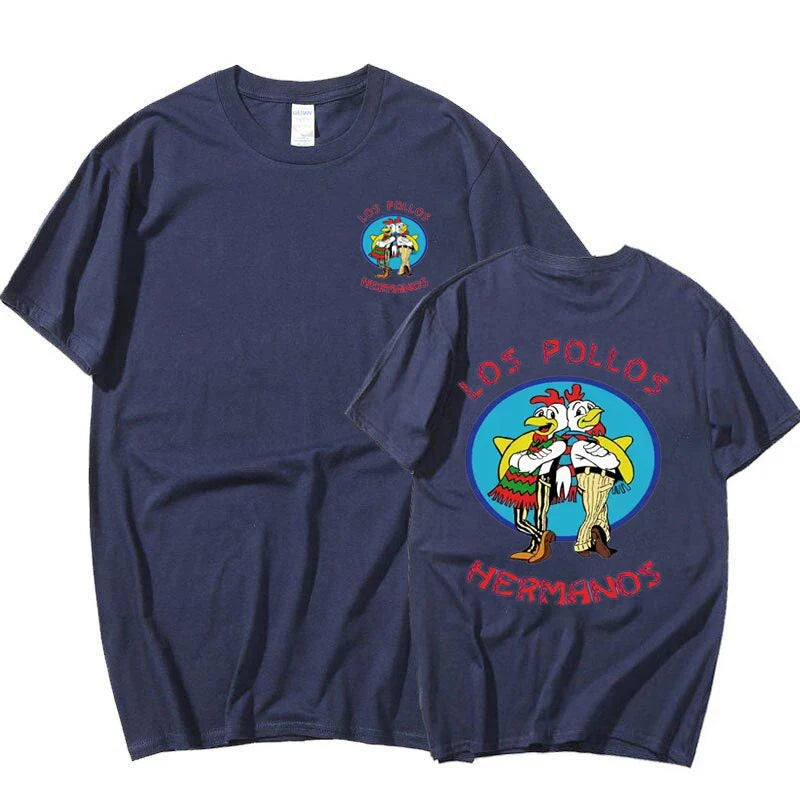 TV Series Breaking Bad Los Pollos Hermanos Double Sided Print T Shirts Funny Chicken Brothers Men's Women's T-shirt Streetwear