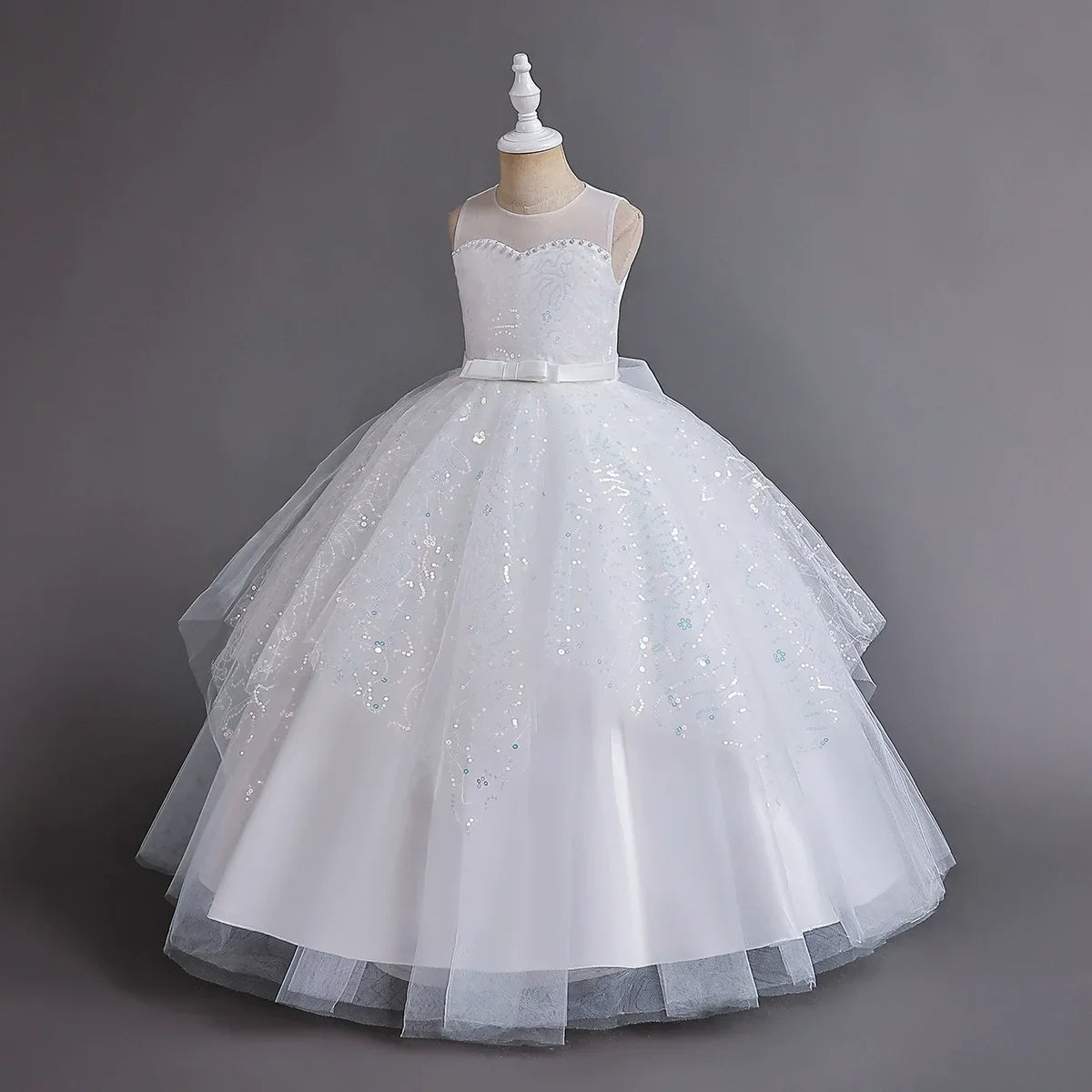 Fashion Children Princess Dress Lace Sleeveless Flower Girl Dresses for Weddings Summer Kids Girls Party Dress 3-15 Years