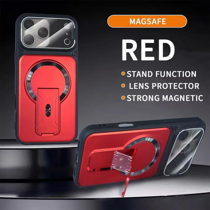 For iPhone 11 12 13 14 15 16 17 Pro Max Plus Case Compatible with MagSafe Invisible Stand Flip Camera  Matte Frosted Cover