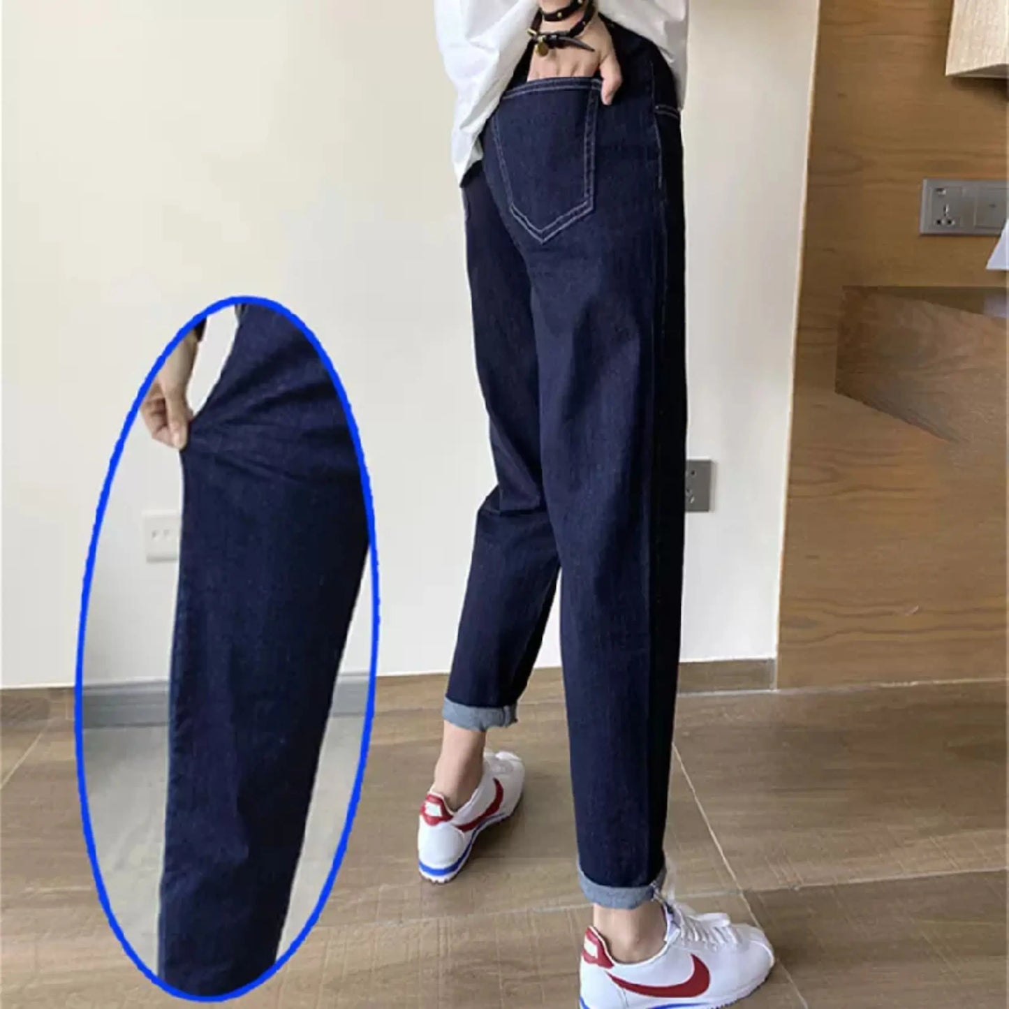 Slimming Straight Leg Jeans High Waist Cotton Stretch Denim Spring Autumn Women's plus Size Carrot Pants Casual Classic Sle