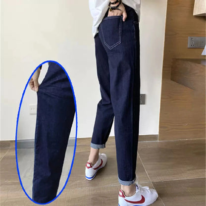 Slimming Straight Leg Jeans High Waist Cotton Stretch Denim Spring Autumn Women's plus Size Carrot Pants Casual Classic Sle